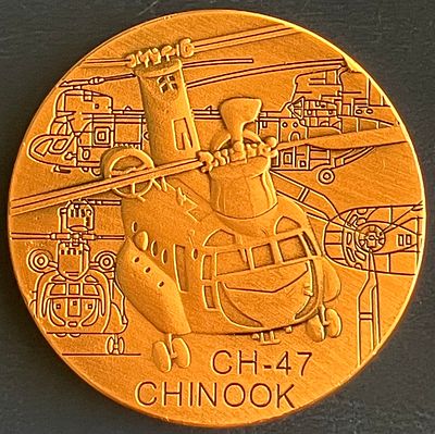 CH-47 CHINOOK : מדליה צבאית אמריקאית בקוטר 39 מ"מ.