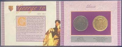גורג' ה-1 וויקטוריה : מארז בריטי מהודר הכולל 2 מטבעות רפליקה .
