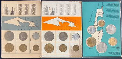 לוט 3 סטים של מטבעות ישראל, משנות ה-60': 
א. 
סט מטבעות ישראל 1965 (תשכ"ה) ; 
ב. 
