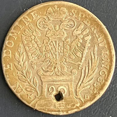 אוסטריה 20 קרויזר, 1763 (פרנץ I) , סמל מנטה "KB" - קרמניצה - מטבע נדיר עשוי כסף 0.583 , מתקופת 