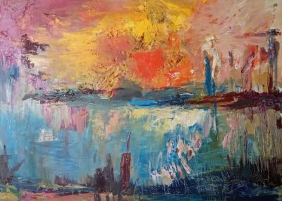 פרלה נשיא, נ. 1951, אקריליק על בד, 70 על 90 ס"מ. ציירת ותיקה, יצירותיה נמכרות בארץ, מציגה בתערוכות.