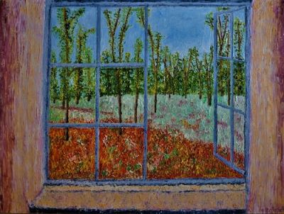 Esti Glazer, B.1962. Oil on paper pinned to plywood, 60 by 80 cm. ESTI GLAZER is an oil painter 