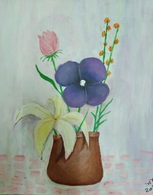 נעמי ברקוביץ. נ. 1948. אקריליק על בד. 50 על 40 ס"מ. חתום. פסלת וציירת הציגה בתערוכות יחיד 