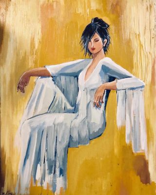 Michal Mass Bacar, b. 1971, acrylic on canvas, 70 by 90 cm, signed, . Michal Mass Bacar 