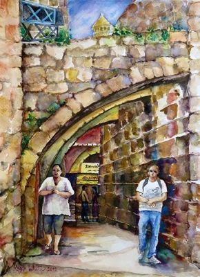 Haya White, b. 1948, Aquarelle on paper, 40 by 29 cm. Signed. Haya White, Born on Kibbutz Tirat 