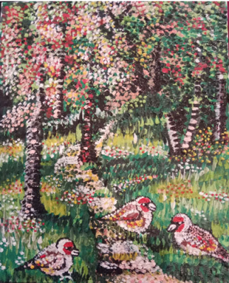 Tamar Ben David, Pointialism in layers, acrylic on canvas, 25.5 by 20.5 cm, Signed, . Artist 