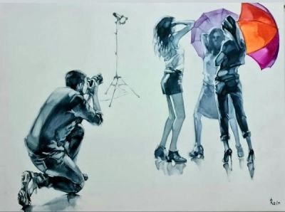 Irena Rain, Oil on canvas, 60 by 80 cm. Signed. Born in Russia. She studied and taught at the 