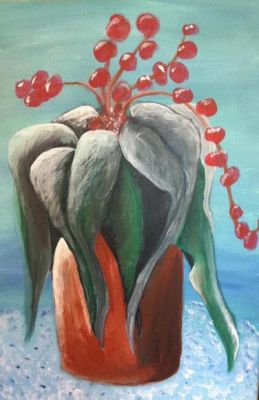 Nomi Berkowitz. N.1948. Acrylic on canvas 70 by 40 cm. A sculptor and painter has exhibited in 