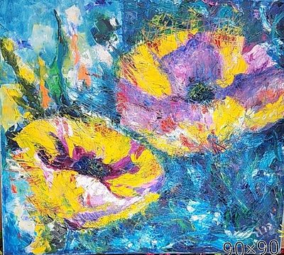 Dorit Dror, Oil on canvas, 90 by 90 cm, signed. Dorit Dror was born in kibbutz Hefziba Israel in 