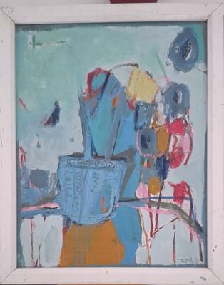 זהבה מסר, אקריליק על קרטון, 26 על 20 ס"מ, חתום. ציירת וותיקה בעלת סגנון ייחודי. 
בארץ הציגה 