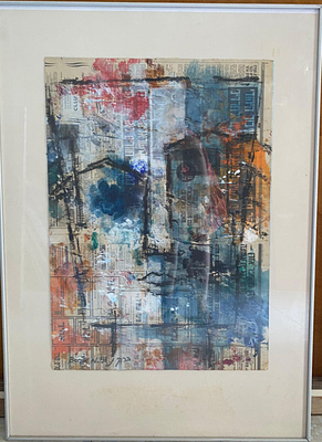 Barak Nachsholi, Mixed media and oil on paper, 100 by 70 cm, signed and framed