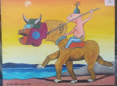 יגאל ליכטנשטיין, שמן על בד, 40 על 50 ס"מ, חתום