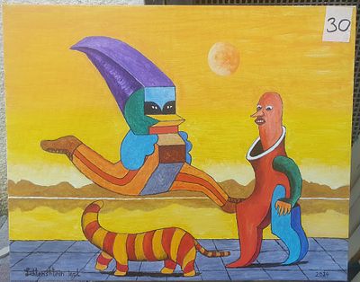 יגאל ליכטנשטיין, שמן על בד, 40 על 50 ס"מ, חתום