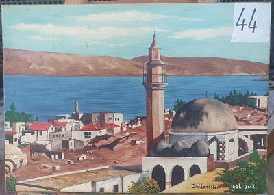 יגאל ליכטנשטיין, שמן על בד, 25 על 35 ס"מ, חתום