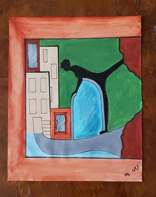 Nomi Berkowiz. b.1948. Acrylic on paper, 31 by 25 cm. Signed. Sculptor and painter. Exhibited in 