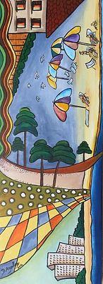 Dvora Azoulay, b. 1952, acrylic on mesonite, 82 by 30 cm, signed. Dvora Azoulay graduated from 