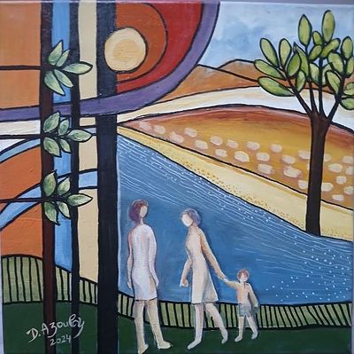 Dvora Azoulay, b. 1952, acrylic on canvas, 40 by 40 cm, signed. Dvora Azoulay graduated from the 