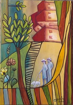 Dvora Azoulay, b. 1952, acrylic on canvas, 50 by 35 cm, signed. Dvora Azoulay graduated from the 