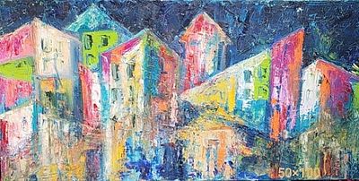 Dorit Dror, Oil on canvas, 50 by 100 cm, signed. Dorit Dror was born in kibbutz Hefziba Israel 