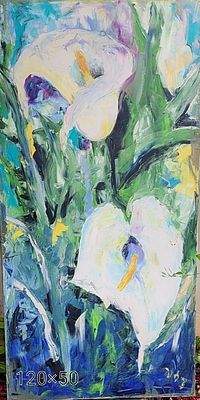 Dorit Dror, Oil on canvas, 50 by 120 cm, signed. Dorit Dror was born in kibbutz Hefziba Israel 