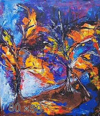 Dorit Dror, Oil on canvas, 80 by 50 cm, signed. Dorit Dror was born in kibbutz Hefziba Israel in 