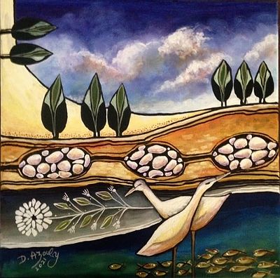 Dvora Azoulay, b. 1952, acrylic on canvas, 30 by 30 cm, signed. Dvora Azoulay graduated from the 