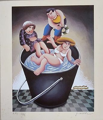 יובל מלר, נ.1951, ליטוגרפיה, מזל דלי, 35 על 31 ס"מ, A.P 2/35, חתום