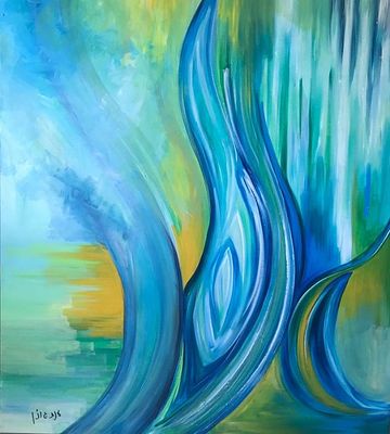 ענת תרשיש גונן, נ. 1956, אקריליק על בד, 90 על 80 ס"מ חתום