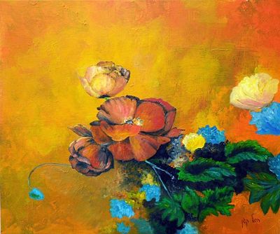 רחל קגן, שמן על בד, 50 על 60 ס"מ, חתום. רחל קגן, ציירת, נולדה באורוגוואי, עלתה לארץ בשנת 1971 