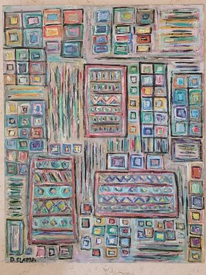 דנה סלמה, נ. 1960, שמן על בד, 90 על 70 ס"מ, חתום