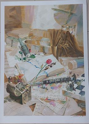 מיכאל גורבן, נ.1956, הדפס משי, (ליטוגרפיה) חתום וממוספר, 84 על 60 ס"מ. AP