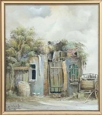 יעקב נובוגרודר נ.1939, שמן על בד, 24 על 21 ס"מ, חתום, כולל מסגרת: 45 על 42 ס"מ