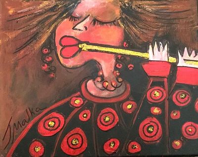 מלכה צנציפר, אקריליק על בד, 20 על 25 ס"מ, חתום. התערוכות החשובות ביותר: 
2008 – תעורכה לציון 60 