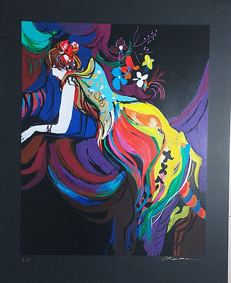 מימון יצחק, הדפס משי, 59 על 47 ס"מ, A.P. חתום ביד האמן