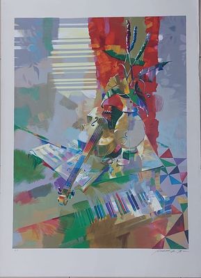 מיכאל גורבן, נ.1956, הדפס משי (ליטוגרפיה), 84 על 60 ס"מ, חתום וממוספר