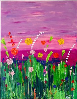 חיים רון, אקריליק על בד, 70 על 56 ס"מ, חתום