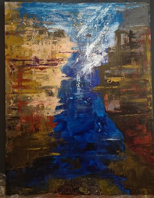 אהובה מוזיקנסקי, אקריליק על בד, 120 על 90 ס"מ, חתום
. אהובה מוזיקנסקי, אמנית רב-תחומית, מציירת 