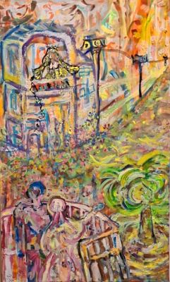 אורית בת צבי הרפז, נ. 1962, אקריליק על בד, 70 על 50 ס"מ, חתום. ציירת, ילידת תל אביב יפו וגרה 