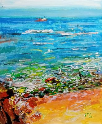 מאיר גליק, אקריליק על בד, 60 על 50 ס"מ. חתום