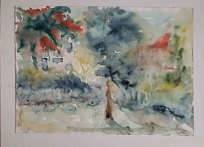 M. Kedar, aquarelle on paper, 50 x 73 cm.