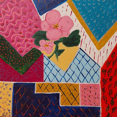 Dina Normand, aquarelle on canvas, 51 by 51 cm, signed