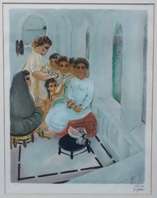 נחום גוטמן, 1898-1980, ליטוגרפיה, חתום בפלטה, 55 על 45 ס"מ, עם מסגרת 80 על 70 ס"מ