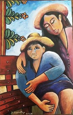 דבורה אזולאי, נ. 1952, אקריליק על עץ, 37 על 23 ס"מ, חתום, לא ממוסגר. 1976 ספטמבר- 1980 --- 