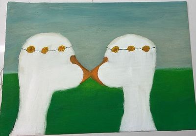 צ.א. אקריליק על בד לא מתוח, 30 על 42 ס"מ, חתום