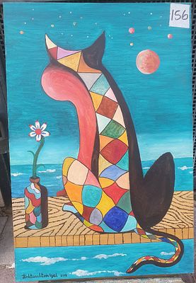 יגאל ליכטנשטיין, 1953-2024, שמן על בד, 60 על 40 ס"מ חתום. יגאל ליכטנשטיין, יליד 1953 תל אביב 