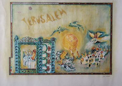 ירושלים. ליטוגרפיה של אדוארד בן אברם. 50 על 60 ס"מ. חתומה וממוספרת. לא ממוסגר.