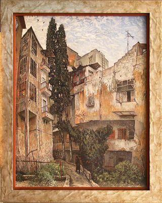 ויקטור מוחין, רפרודוקציה על בד קנבס, עותק מוקטן שצייר האמן עצמו. גודל ממוסגר: 73 על 58 ס"מ. Victo 