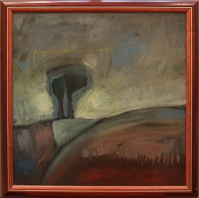 יעקב חייט, נוף, טכניקה מעורבת, 1988
גודל מסגרת: 67 על 67 ס"מ. Jakob Chayat. Landscape. Mixed 