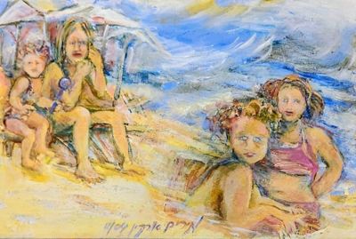 מרים סיגל - דרליך, נ.1952, אקריליק על בד, 40 על 60 ס"מ, חתום. מרים (אורקין) סיגל דרליך 
נולדה 