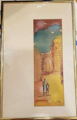ציור בתרומה, חתום חוה, 24 על 8 ס"מ, כולל מסגרת:33 על 21 ס"מ. תרומה עבור בית חולים לוינשטיין. 